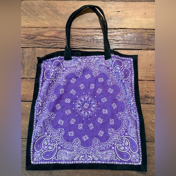 Raj LA Purple Bandanna 100% Cotton Tote Bag NEW - Picture 2 of 4